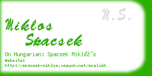 miklos spacsek business card